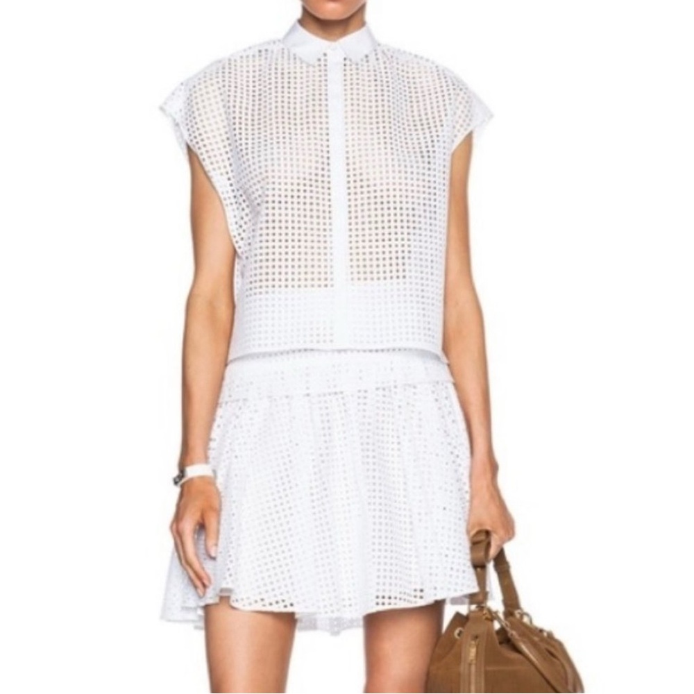 Rag & Bone White Lakewood Cotton Eyelet Skirt